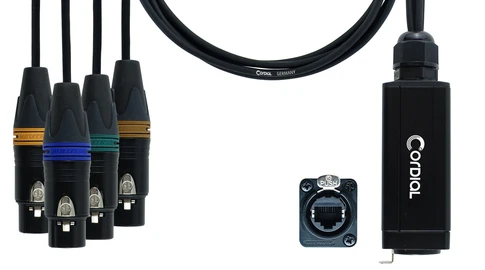 [CDX0,7FN5QUAD-DMX] Cordial CDX FN 5 QUAD-DMX etherCON / 4 x DMX 5 adapterikaapeli 0,7 m
