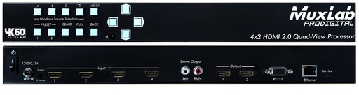 [500446] MuxLab 500446 4x2 HDMI 2.0 Quad-View kuvaprosessori