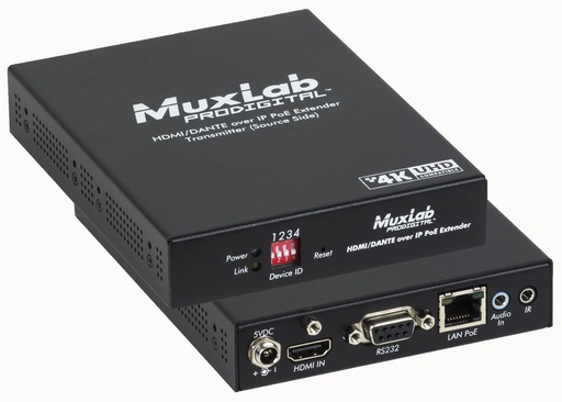 [500759-TX-DANTE] MuxLab 500759-TX-DANTE HDMI 4K Dante over IP PoE Transmitter