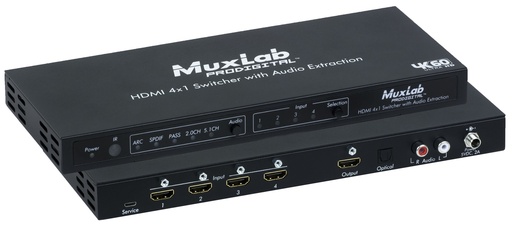 [500437] MuxLab 500437 HDMI 4x1 valitsin audiopurulla, 4K60