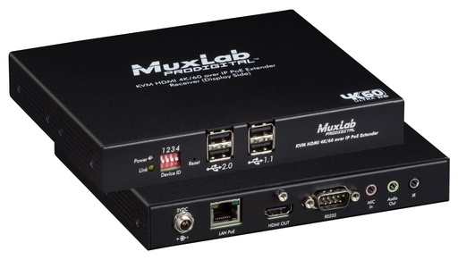 [500800-RX] MuxLab KVM HDMI over IP PoE Receiver, 4K/60