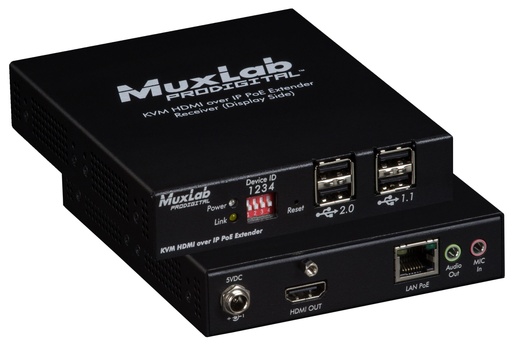 [500772-RX] MuxLab 500772-RX KVM HDMI over IP PoE Receiver, UHD-4K