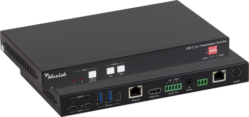 [500531] MuxLab USB-C 2x1 esitysvalitsin