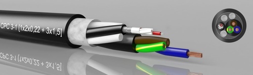 [720065000/150] Kabeltronik CPC3-1 hybrid cable, 1x2x0,22mm²+3x1,5mm², 150 m reel